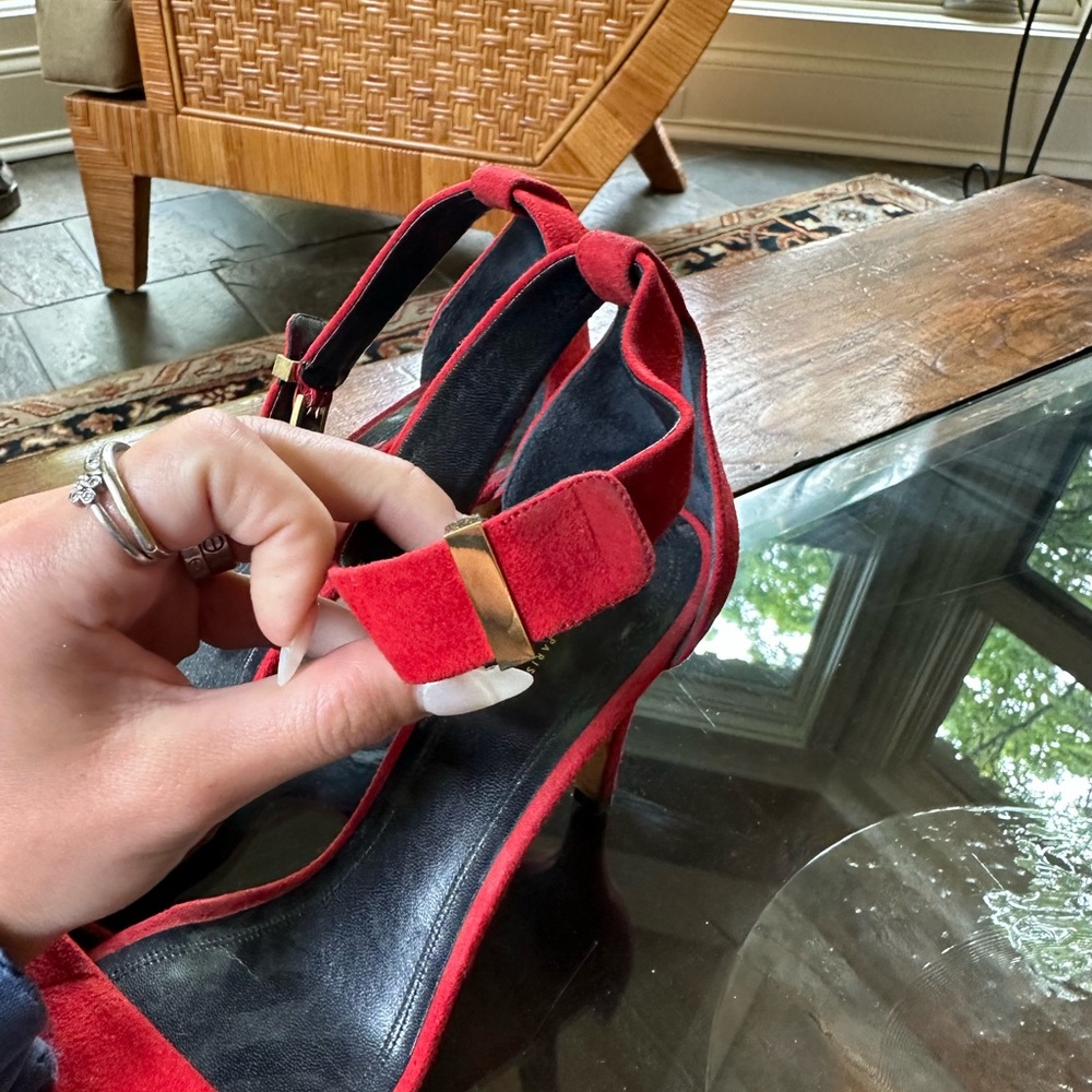 Authentic Celine Heels 39 Red Suede - Picture 3 of 10